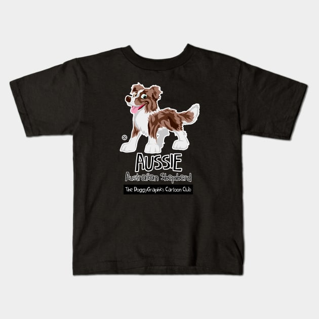 Aussie CartoonClub - Brown Merle Kids T-Shirt by DoggyGraphics